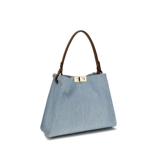 Fendi Blue Calf Leather Bos Taurus Handbag
