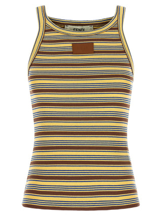 Fendi Multicolor Cotton Sleeveles T-Shirt