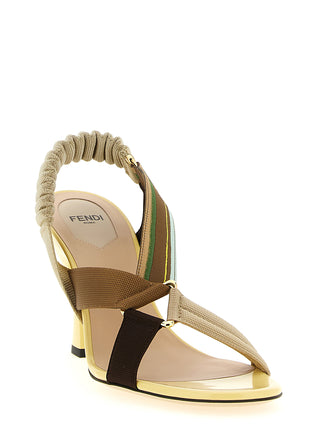 Fendi Multicolor Viscose Stiletto Heel Sandals