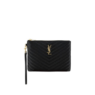 Saint Laurent Black Calf Leather Bos Taurus Clutch Bag